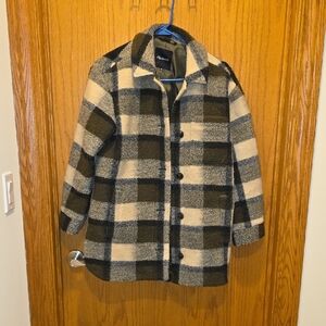 Madewell Plaid Peacoat in Cream, Olive, Black & Gray